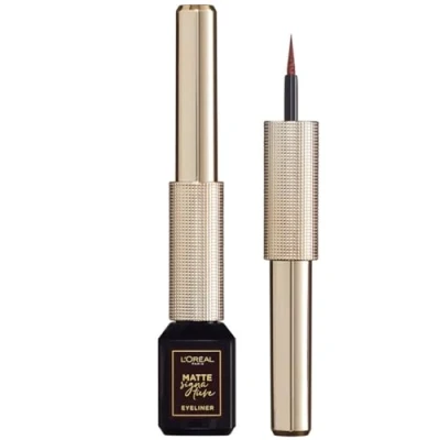Imagen de L’Oréal Paris, Delineador de Ojos Líquido Matte Signature Liner, Acabado Mate, Trazo Preciso, Larga Duración, Resistente al Agua, Tono Nu 03 Marrón