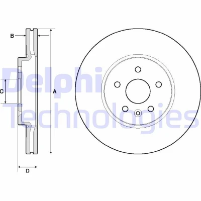 Imagen de DELPHI BG4710C Disco de freno 300 26 5 ventilado revestido sin procesar cojinete rueda, anillo sensor ABS OPEL: Mokka / X