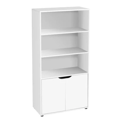 Imagen de LOLAhome Estantería librería 2 Puertas de MDF Blanca 59x29x119 cm