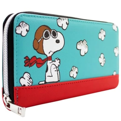 Imagen de Animation Peanuts Snoopy As de Vuelo Sopwith Camel Caseta Cartera Clutch con Bolsillo para Monedas &amp; Tarjetero, Azul