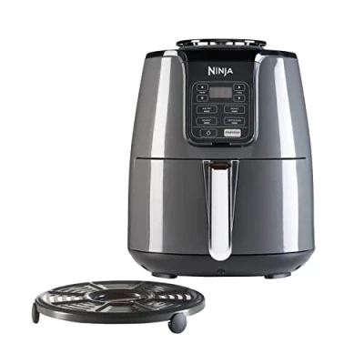 Imagen de Ninja Freidora de aire, 3,8 l, 4 en 1, no usa aceite, Freír con Asar, Deshidratar, cesta antihaderente apta para lavavajillas, 2 porciones, gris y negro, AF100EU