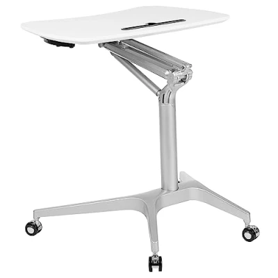 Imagen de Flash Furniture Escritorios para Sentarse y Estar de pie, Metal, Blanco, 28.25&quot; W x 18.5&quot; D 29&quot; 41&quot; H