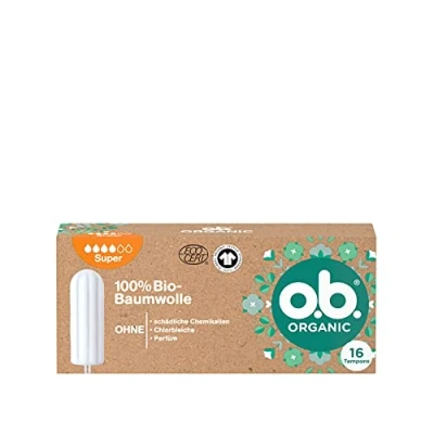 Imagen de o.b. Organic Super Tampones orgánicos para días fuertes hechos de 100% algodón orgánico una protección fiable y natural (1 x 16 unidades)