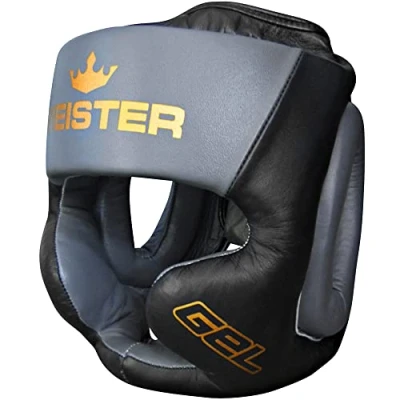 Imagen de Meister Gel Protector de Cabeza Entrenamiento Cara Completa para MMA, Boxeo y Muay Thai Negro/Carbón Grande/X Grande
