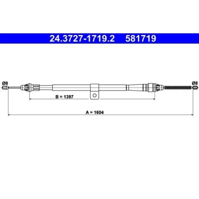 Imagen de ATE 24.3727 1719.2 Cable de Freno Mano 1604 NISSAN: MICRA 3