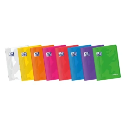 Imagen de Oxford, Libretas Grapadas A4, Cuadrícula 4x4, Tapa Plástico, 48 hojas, Pack 10 Cuadernos, Colores Vivos