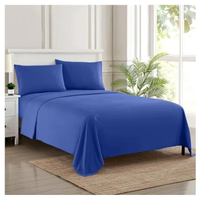 Imagen de Sweet Home Collection 1800 Hilos, Microfibra cepillada Suave de Calidad egipcia Juego Ropa Cama Lujo encimera, sábana Bajera, 2 Fundas Almohada, Encuentra Doble, Azul Real, Reina