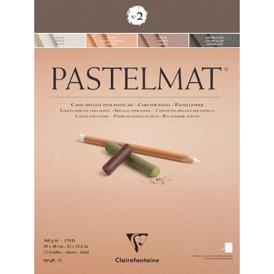 Imagen de Clairefontaine 96008C Bloc Pegado Pastelmat n2 12 Hojas Cartulina Especial para Pasteles Secos 30x40 cm 360g 4 Colores Surtidos Separadores de Papel Glassine
