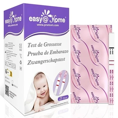 Imagen de Tests de Embarazo,Easy@Home 25 Pruebas Embarazo Ultrasensible 10mIU/ml Para una Detección Temprana (Sin línea evaporación), hCG App Premom gratuita Español