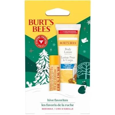 Imagen de Set de Regalo Burt’s Bees para Labios y Cuerpo, Bálsamo Labial Cera Abejas Mini Loción Corporal Leche Miel, Edición Limitada Favorita la Colmena