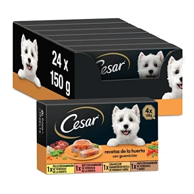 Imagen de Cesar Comida Húmeda para Perros, Recetas de la Huerta en Paté y Gelatina, Multipack (Pack 6 x 4 Tarrinas 150g)
