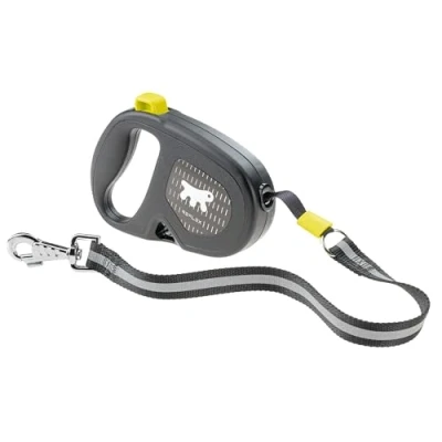 Imagen de Ferplast Correa Extensible Reflectante para Perros Flippy One Reflex, Perro Grandes de hasta 50 Kg. Cinta máx 5 m. Botón único Bloqueo y liberación, Amarillo