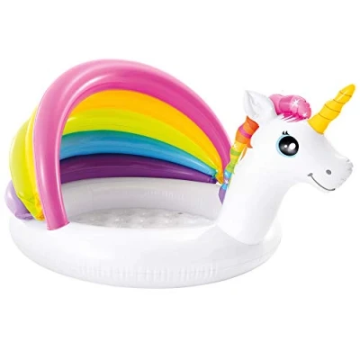 Imagen de Intex Piscina Hinchable bebé con Parasol, Inflable Unicornio, para niños, 2 años, 127x102x69 cm, 45 litros (57113)
