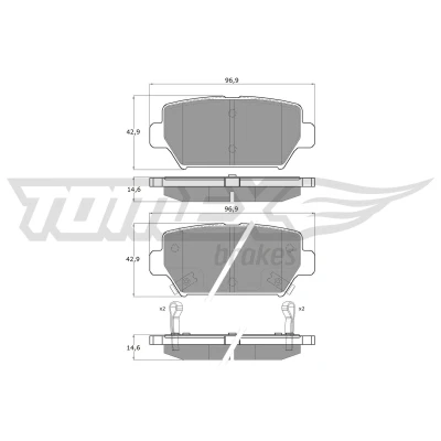 Imagen de TOMEX brakes TX 60 16 Juego de pastillas freno Eje trasero con avisador acústico desgaste MITSUBISHI: Eclipse Cross