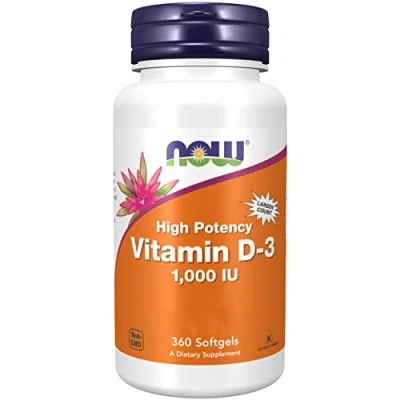 Imagen de Now Foods, Vitamina D3, 1.000UI, 360 Cápsulas blandas, Probadas en Laboratorio, Alta Dosis, Sin Gluten, Soja