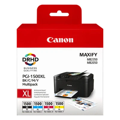 Imagen de Cartucho de tinta Canon PGI 1500XL BK/C/M/Y, 12 ml (color), 34.7 (negro), Tamaño XL, Negro, Amarillo, Cian, Magenta