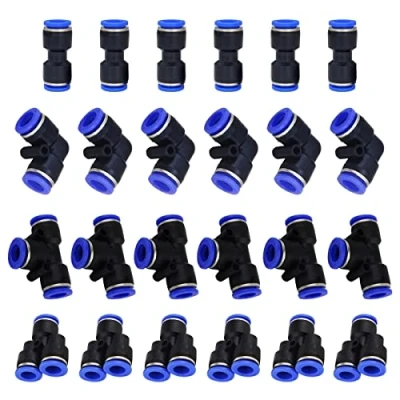 Imagen de HUAZIZ 24 Pcs Conexiones Neumáticas Enchufe Rapido Neumatico Conectores Manguera Neumática Push Connector 4 Tipos(PY PU PE PV) Herramientas para la Conexión de Tuberías Aire (3/8 pulgada)