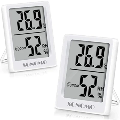 Imagen de SONOMO Termómetro Digital Casa, 2 Piezas Higrómetro Digital, Termohigrómetro Interior de alta precisión, para montaje vertical en la pared,medidor temperatura y humedad (blanco)