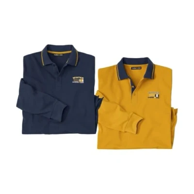 Imagen de ATLAS FOR MEN Lote de 2 Polos Hombre Manga Larga Máxima Comodidad Disponible en Tallas Grandes la M hasta 5XL