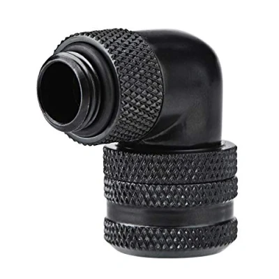 Imagen de Tonysa conector de tubo rosca G1/4, dos toques, codo 90 grados para 14 mm (negro)