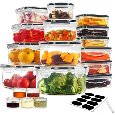 Imagen de YASHE Recipientes de Plástico Alimentos Herméticos, Juego 38 Piezas, Botes Cocina Almacenaje con Tapa, Sin BPA, 100% a Prueba Fugas, Reutilizables y Lavables en el Lavavajillas