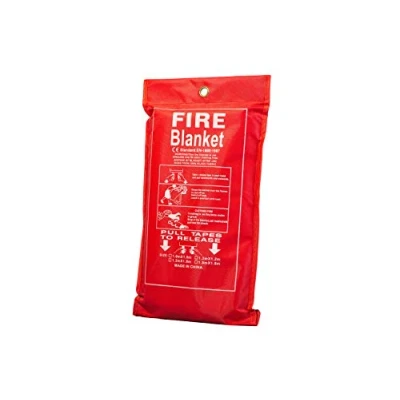 Imagen de ZEEX Manta de fuego 1 m x m, montaje en pared, fibra vidrio con funda y asas ignífugas, ideal para el hogar, cocina, oficina, restaurante, caravana, etc. (paquete 1)