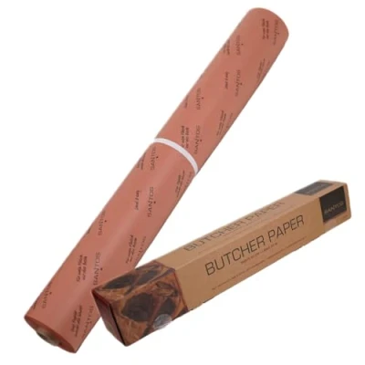 Imagen de SANTOS Original Pink Butcher Paper Rollo de papel para carnicero (60 cm x 45 m, resistente y sin revestimiento), ideal trabajos largos, ahumados barbacoas bajas