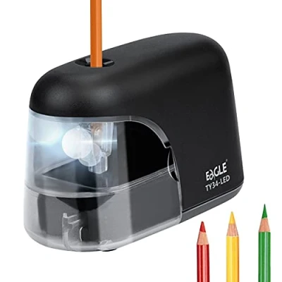 Imagen de Eagle Sacapuntas eléctrico con luz LED que brilla durante el afilado., color negro