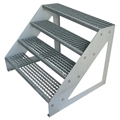 Imagen de Escaleras de zanca acero 4 Escalones Independiente Totalmente galvanizada Medidas (L x a A) 82cm 80cm 76cm Resistente la intemperie y corrosión