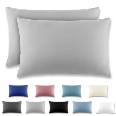 Imagen de REDKEY Funda Almohada Juego de 2 Fundas Almohadas 40x60 cm, con Cremallera Oculta, Transpirable Suave Antiarrugas Microfibra Gris Claro