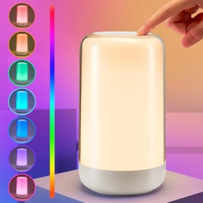 Imagen de Stilllicht Dimmbar, 10 Helligkeit Nachtlicht Kinder Baby, 16 Farben Nachttischlampe Kinder, Wiederaufladbare LED Dimmbar Night Light,Nachtlampe Kinderzimmer Babyzimmer