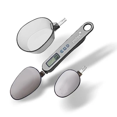 Imagen de Pulox báscula de cuchara PLW 200 con tres cucharas 25 ml, 45 ml y 180 0,1 g precisión hasta 500 capacidad carga digital, fina