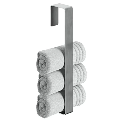 Imagen de WEISSENSTEIN Estante Toallero para Varias Toallas Vertical Acero Inoxidable 45 cm Portatoallas Pared sin Taladro