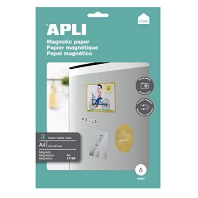 Imagen de APLI 17169 Papel magnético imprimible con 3 hojas