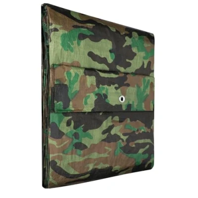 Imagen de KOTARBAU® Lona de Protección Reforzada, 6 x 12 m, Color Camuflaje, 80 g/m², Con Ojales, Impermeable, Resistente a Desgarros, Para Uso Industrial o Construcción