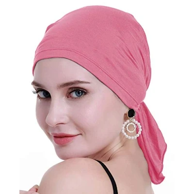 Imagen de osvyo Pañuelo de bambú para la cabeza quimioterapia mujer, pérdida cabello, turbantes y gorras con embalaje sellado, Rosa chicle bambú, Talla única