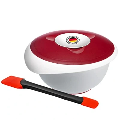 Imagen de Westmark set de cocina y horneado, 2 piezas, vaso con tapa 3,5 l rascador masa elementos silicona extraíbles, plástico/silicona, Duo, Blanco/Rojo/Negro, 315522E6