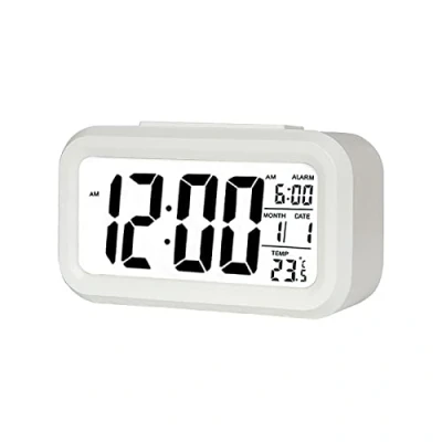 Imagen de Jsdoin Reloj Despertador Digital, LED Pantalla Alarma Inteligente con Temperatura, Sensor de Brillo, 12/24 Horas, Función Snooze y para Dormitorio, Hogar, Oficina, Cocina(Batería)