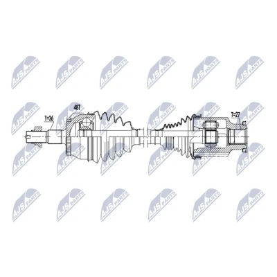 Imagen de NTY NPW DW 065 Árbol de Transmisión Eje delantero, derecha 610mm automática