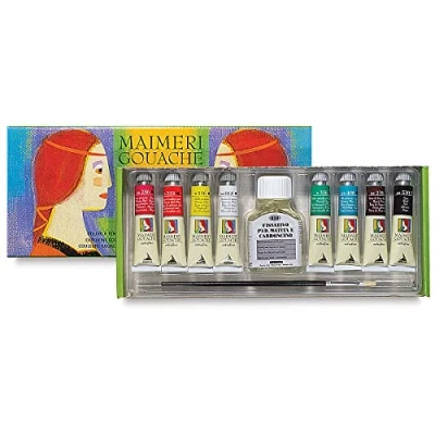 Imagen de Maimeri Gouache Intro Caja Cartón 8X20Ml + Fijador Pincel
