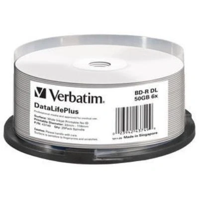 Imagen de 1x25 Verbatim Bd r Blu ray 50gb 6x Speed Printable Cakebox