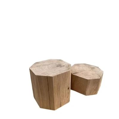 Imagen de Bloques redondeados de madera hechos roble macizo con base octogonal 15x15x...cm, cubos redondeados, estilo rústico, producto natural (15x15x10 cm)