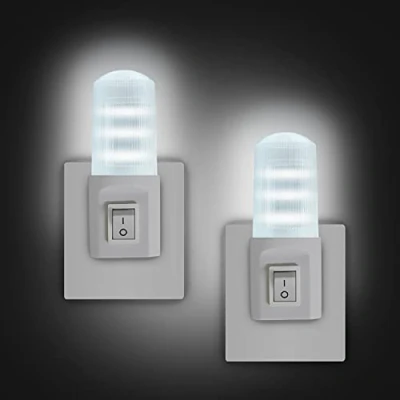 Imagen de EXTRASTAR Luz de noche LED, [2 piezas] con interruptor retro, Plug and Play, Toma nocturna para dormitorios, sala estar, pasillo, baño, cocina, escaleras Blanca Fría Medinao