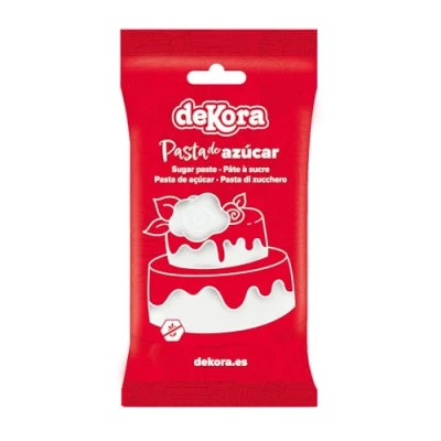 Imagen de Dekora Pasta de Azúcar Fondant Blanco para Tartas, galletas, cupcakes Elástico y Fácil trabajar Modelado Sin gluten, Halal Kosher 250 g