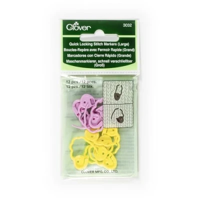 Imagen de Clover cl3032 Cierre rápido Marcadores para Ganchillo (Grande), plástica, Multicolor, 13 x 6.5 0.5 cm