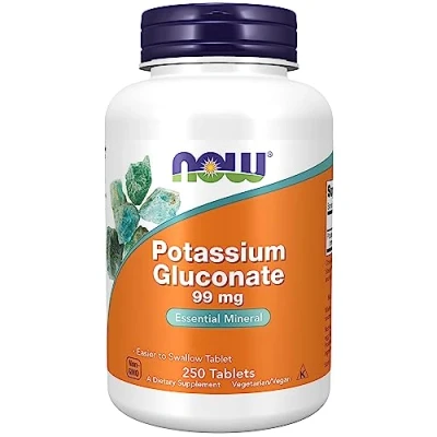 Imagen de Now Foods, Potassium Gluconate (Gluconato de Potasio), 99mg, 250 Comprimidos veganos, Probadas en Laboratorio, Sin Gluten, Soja, Vegetariano, No GMO