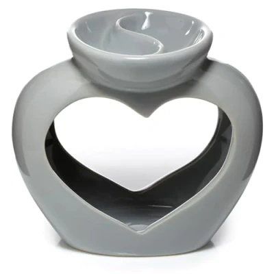 Imagen de Puckator Brûleur à Huile et Fondant de Cire Avec Séparation Gris Forme Coeur Quemadores aceites Esenciales, Cerámica, Multicolor, único