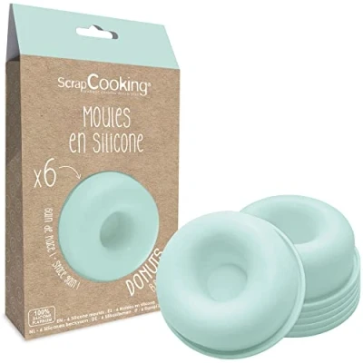 Imagen de ScrapCooking 6 Moldes de Silicona para Donuts Rosquillas y Babás Molde Individuales Flexibles Aptos Horno Lavavajillas Regalo Cocina 2913