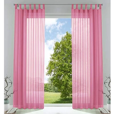 Imagen de Juego de 2 Cortinas Transparentes Gasa para salón, con Cierre Cinta Plomo, 225 x 140 cm, Color Rosa, 61000CN