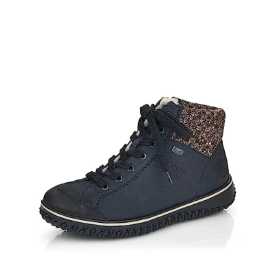 Imagen de Rieker Mujer Botines Y0775, señora Botas Estilo Biker,Botas,Medias de Motorista,Planas,Azul (Blau / 14),36 EU 3.5 UK